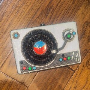 Mary Frances Retro Record Player Beaded Clutch